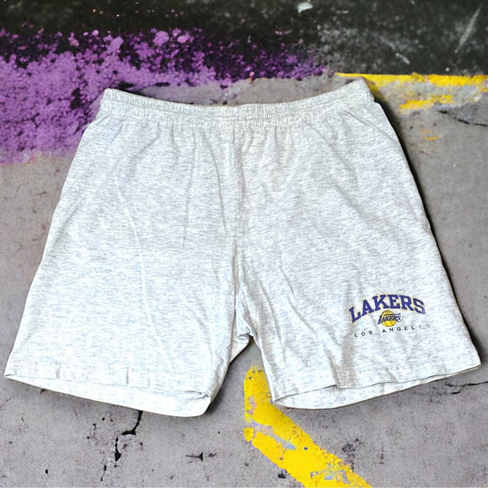 Vintage Los Angeles Lakers Shorts True Fan Sportwear Heather Gray 90s Size Med